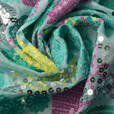 Embroidered Sequins on Chiffon Maya Mint
