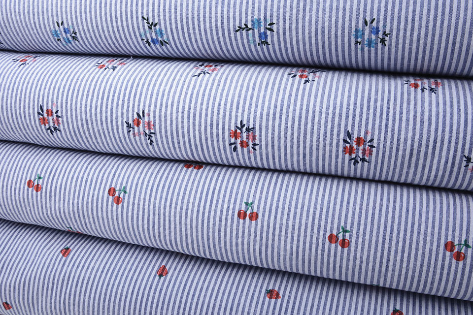 Seersucker Streifen Erdbeere