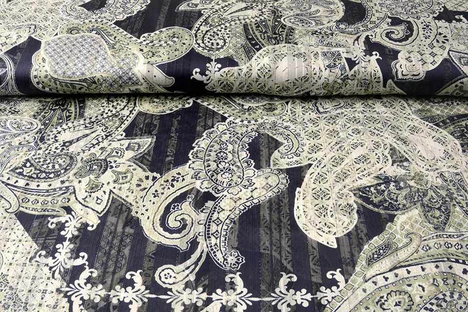 Chiffon Satin Lurex Perhiasan Navy Blue
