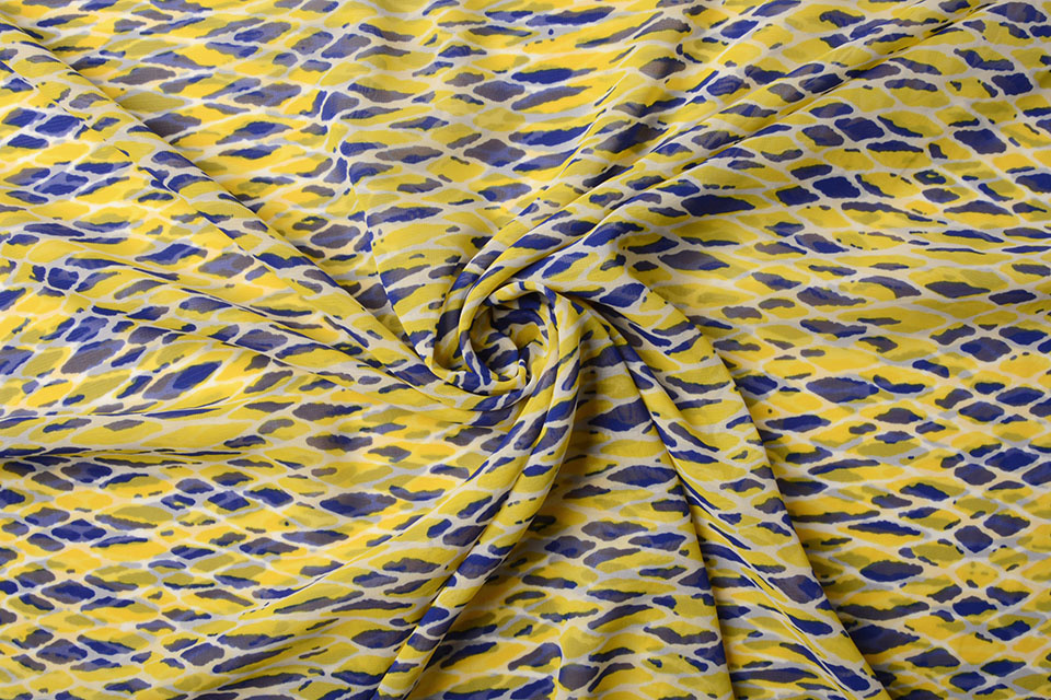 Chiffon Kasa Geel Blauw