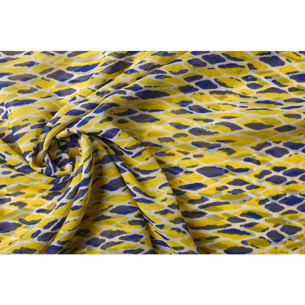 Chiffon Kasa Gelb Blau YES Fabrics