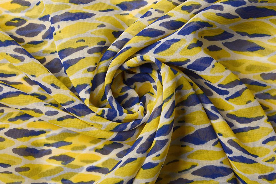 Chiffon Kasa Geel Blauw