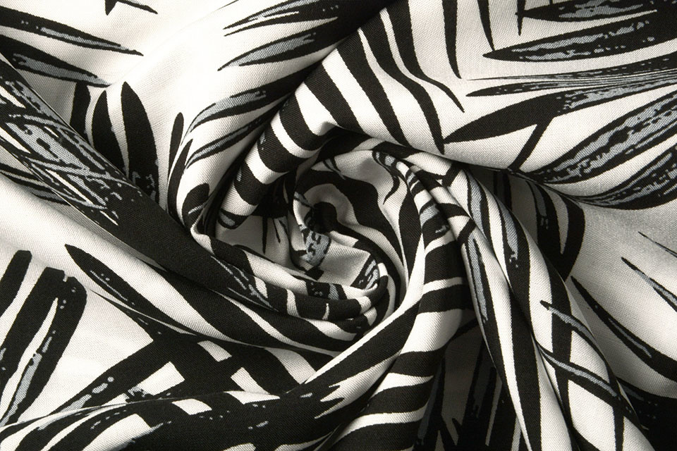 100% Viscose Papuro Zwart Wit