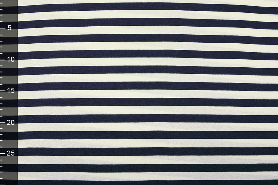 Viscose Jersey Brede Strepen Marine Off White