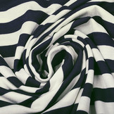 Viscose Jersey Brede Strepen Marine Off-White