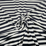 Viscose Jersey Brede Strepen Marine Off-White