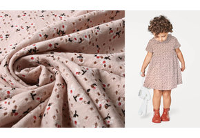 Cotton Jersey Embroidery Flowers Powder Pink