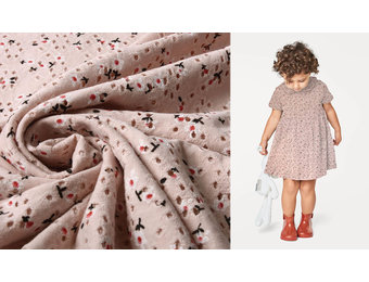 Katoen Jersey Broderie Bloemen Poeder Roze