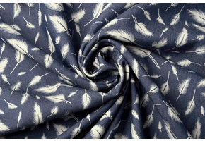 Printed Jeans Feather Dark Blue