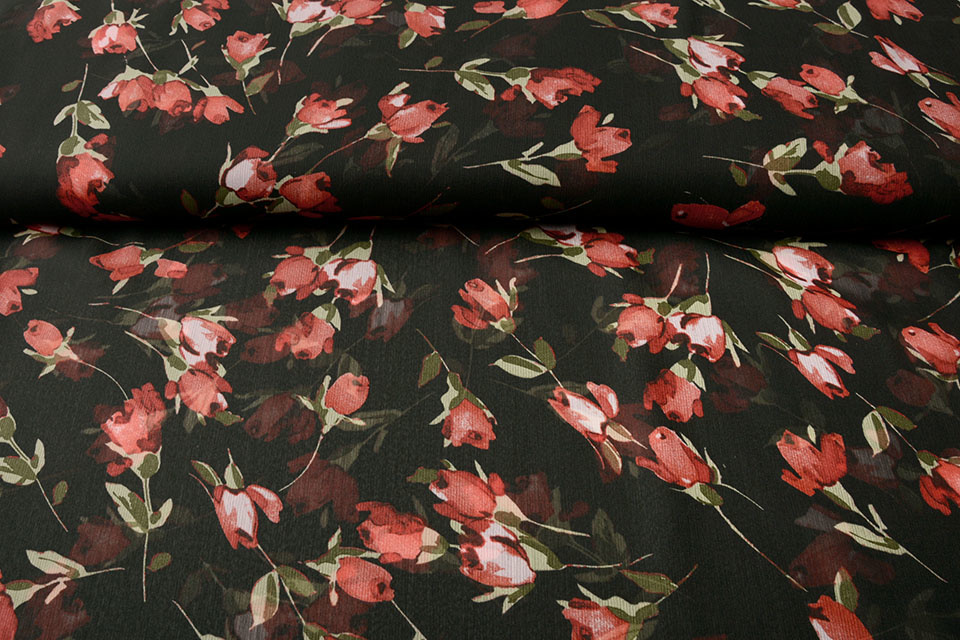 Crêpe Chiffon Rosati Rozen Zwart