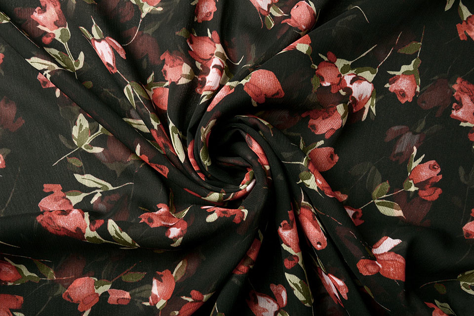 Crêpe Chiffon Rosati Rozen Zwart