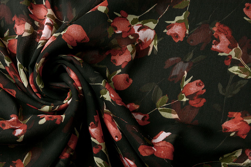 Crêpe Chiffon Rosati Rozen Zwart