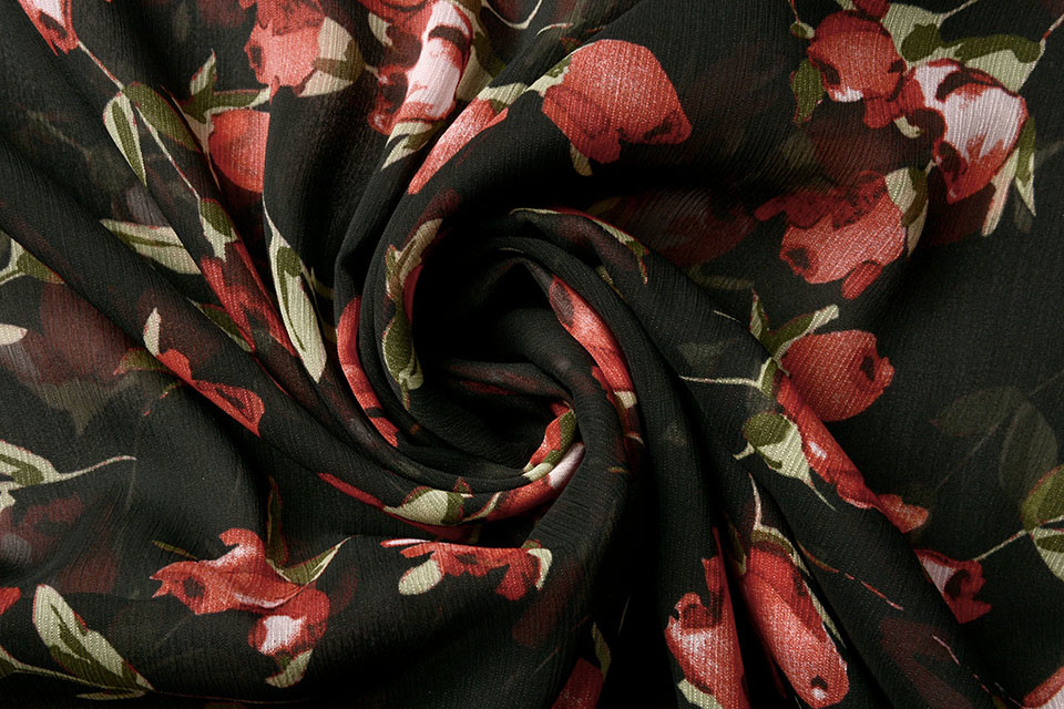 Crêpe Chiffon Rosati Rozen Zwart