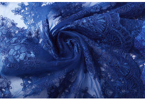 Mesh Embroidered Noor Royal Blue