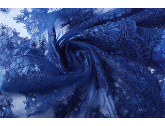 Mesh Embroidered Noor Royal Blue