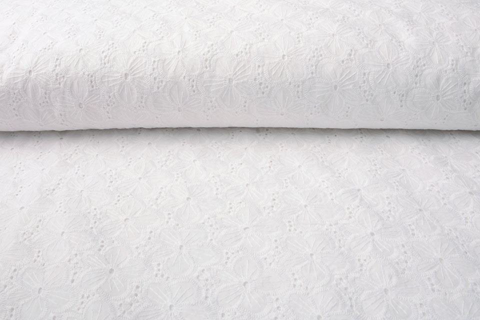 Broderie Katoen Saar Wit