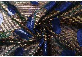 Pailletten op Mesh Veren Blauw