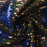 Sequins on Mesh Feather Blue