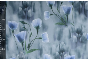 Scuba Crepe Printed Blue Poppy Blue