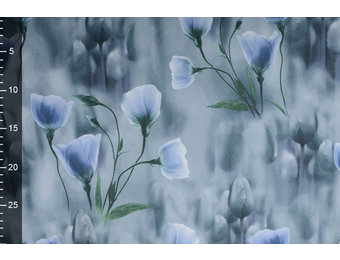 Scuba Crepe Printed Blue Poppy Blue