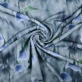 Scuba Crepe Bedrukt Blauw Klaproos Blauw