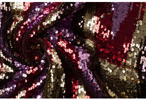 Sequins on Mesh ZigZag Red