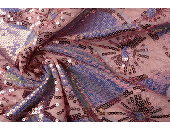 Sequins on Mesh Rothela Powder Pink