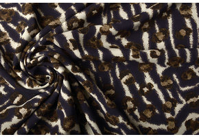 Fijne Crêpe Dierenprint Marine Blauw