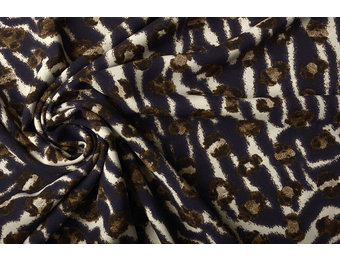 Fine Crêpe Animal print Navy Blue