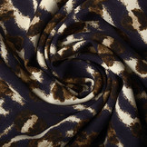 Fijne Crêpe Dierenprint Marine Blauw