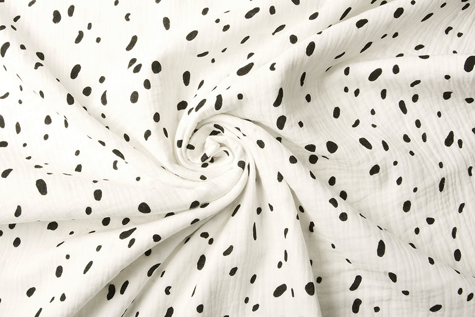 Double Gauze Fabric Dalmatian Off White - YES Fabrics