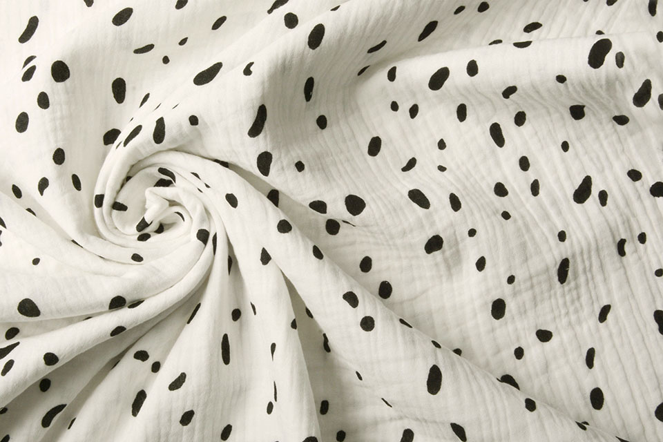 Double Gauze Fabric Dalmatian Off White - YES Fabrics