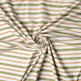 Digital Cotton Jersey Strepen Mosgroen Beige