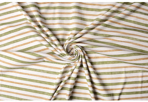Digital  Cotton Jersey  Stripes Mossgreen Beige