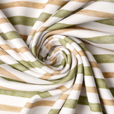 Digital  Baumwolljersey  Streifen Moosgrün Beige