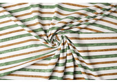 Digital  Cotton Jersey  Stripes Army Green Brique