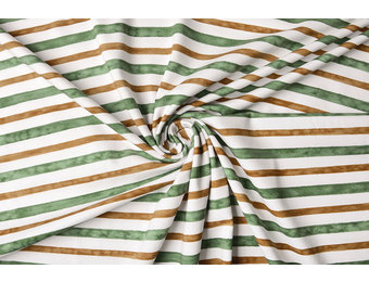 Digital Cotton Jersey Stripes Army Green Brique