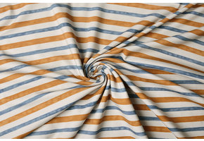 Digital Cotton Jersey Strepen Blauw Oranje