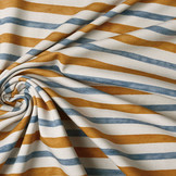 Digital Cotton Jersey Strepen Blauw Oranje