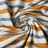 Digital  Cotton Jersey  Stripes Blue Orange