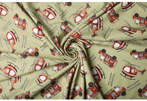 Digital  Baumwolljersey Feuerwehr Grün