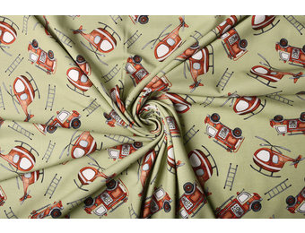 Digital Cotton Jersey Brandweer Groen
