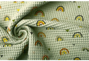 Wafel Regenboog met Hartjes Oud Mint Groen