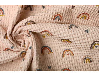 Waffel Regenbogen mit Herzen Puderrosa