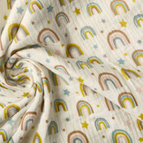 Hydrofiel Stof Regenbogen en Sterren Creme