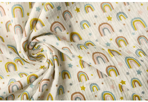 Hydrofiel Stof Regenbogen en Sterren Creme