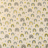 Double Gauze Fabric Rainbows and Stars Natural