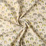 Double Gauze Fabric Rainbows and Stars Natural