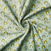 Hydrofiel Stof Regenbogen en Sterren Licht Oud Groen