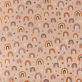 Double Gauze Fabric Rainbows and Stars Powder Pink